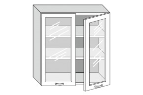 19.80.4  Кира Шкаф настенный с двумя стекл. дверцами h 913 в Арамиле - aramil.mebel-e96.ru | фото