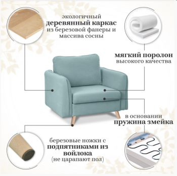 Кресло-кровать 6135 мятный в Арамиле - aramil.mebel-e96.ru