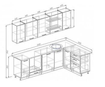 Угловой кухонный гарнитур Муссон 2600х1600 мм в Арамиле - aramil.mebel-e96.ru