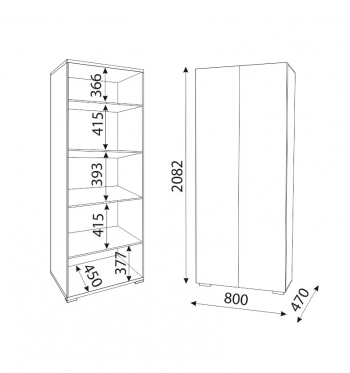 Шкаф 800 мм Осло (ручка торцевая) полки (Риннер) в Арамиле - aramil.mebel-e96.ru