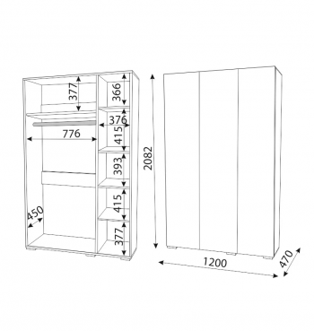 Шкаф 1200 мм распашной Осло (ручка торцевая) (Риннер) в Арамиле - aramil.mebel-e96.ru