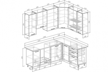 Угловой кухонный гарнитур Раунда 2200*1600 мм Sanvut в Арамиле - aramil.mebel-e96.ru