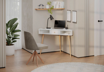 Стол письменный угловой, арт.6-01104, белый(ГК) в Арамиле - aramil.mebel-e96.ru