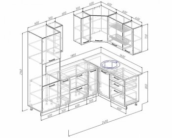 Угловой кухонный гарнитур Жемчуг 2400х1600 мм в Арамиле - aramil.mebel-e96.ru