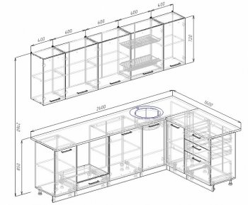 Угловой кухонный гарнитур Шампань 2600х1600 мм, стол. 38 мм в Арамиле - aramil.mebel-e96.ru