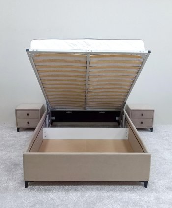 Кровать с подъемным механизмом Мега беж (Лин) в Арамиле - aramil.mebel-e96.ru