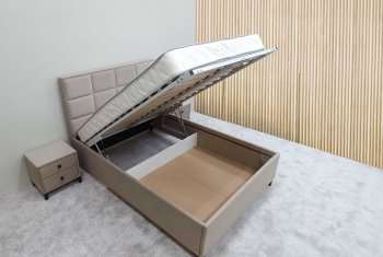 Кровать с подъемным механизмом Мега беж (Лин) в Арамиле - aramil.mebel-e96.ru