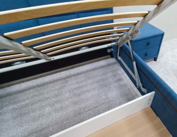 Кровать с подъемным механизмом Мега синий (Лин) в Арамиле - aramil.mebel-e96.ru
