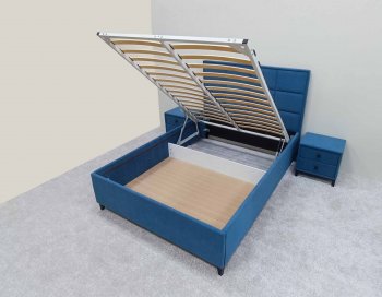 Кровать с подъемным механизмом Мега синий (Лин) в Арамиле - aramil.mebel-e96.ru