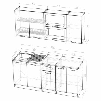 Кухонный гарнитур Алина макси 1800 мм (Герда) в Арамиле - aramil.mebel-e96.ru