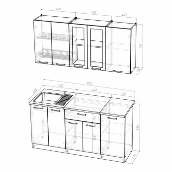 Кухонный гарнитур Алина стандарт 1600 мм (Герда) в Арамиле - aramil.mebel-e96.ru