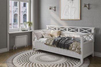 Кровать из массива Амелия белый античный (БМ) в Арамиле - aramil.mebel-e96.ru