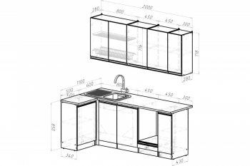 Кухонный гарнитур Амели прайм 400 1100х2000 мм (Герда) в Арамиле - aramil.mebel-e96.ru