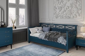 Кровать из массива Амелия сапфир без ящиков (БМ) в Арамиле - aramil.mebel-e96.ru