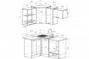 Кухонный гарнитур Антика мега прайм 1200х1600 мм (Герда) в Арамиле - aramil.mebel-e96.ru