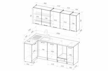 Кухонный гарнитур Асая прайм 400 1100х2000 мм (Герда) в Арамиле - aramil.mebel-e96.ru