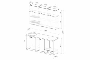 Кухонный гарнитур Асая макси 2 1800 мм ПМ (Герда) в Арамиле - aramil.mebel-e96.ru