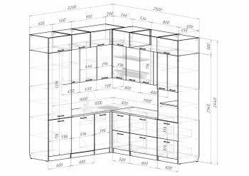 Кухонный гарнитур Асая гранд прайм 2200х2500 мм (Рерда) в Арамиле - aramil.mebel-e96.ru