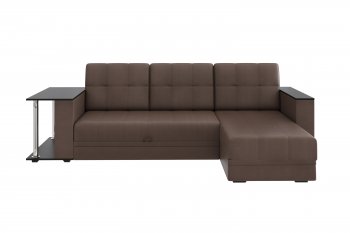 Угловой диван Атлант со столиком кожа коричневый в Арамиле - aramil.mebel-e96.ru