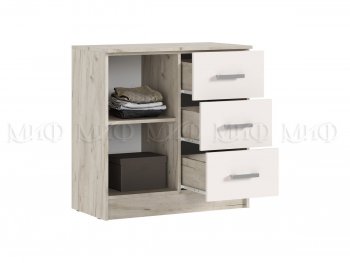 Комод 3 ящика 1 дверь Бася крафт/кашемир (Миф) в Арамиле - aramil.mebel-e96.ru