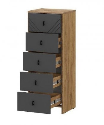 Комод (5 ящиков) Байкал Графит/Дуб золотой (СВ) в Арамиле - aramil.mebel-e96.ru