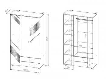 Шкаф 1200 мм трехстворчатый (с ящиками) Байкал (СВ) в Арамиле - aramil.mebel-e96.ru