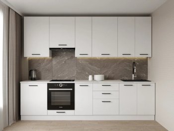 Кухонный гарнитур высокий Белый глянец 3000 мм МДФ (Санвут) в Арамиле - aramil.mebel-e96.ru