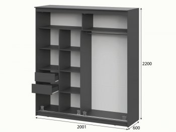 Шкаф-купе №25 2000 мм Блэк ЛАЙТ графит (СВ) в Арамиле - aramil.mebel-e96.ru