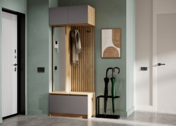 Прихожая Бостон Лайт комп.1 серый шифер (Стиль) в Арамиле - aramil.mebel-e96.ru