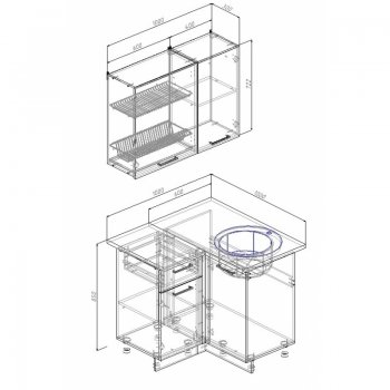 Кухонный гарнитур угловой Дели 1000*1000 (Sanvut) в Арамиле - aramil.mebel-e96.ru