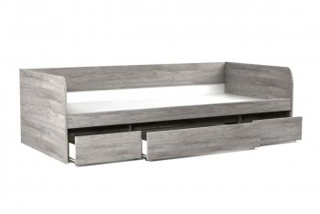 Кровать 900 с ящиками Денвер Риббек серый (СБК) в Арамиле - aramil.mebel-e96.ru