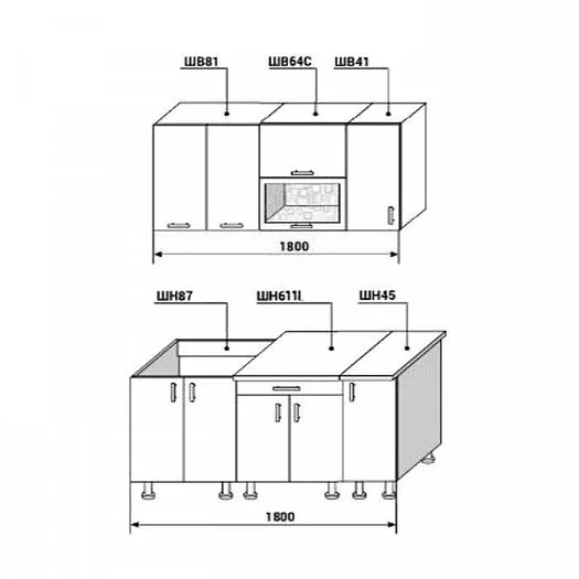 Кухонный гарнитур Диана-4У Лофт 1800 мм в Арамиле - aramil.mebel-e96.ru