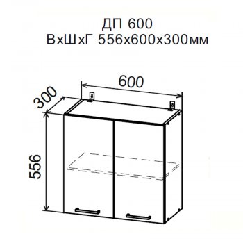 ДУСЯ Шкаф верхний ДП600мм с 2-мя дв. (600*556мм) в Арамиле - aramil.mebel-e96.ru | фото