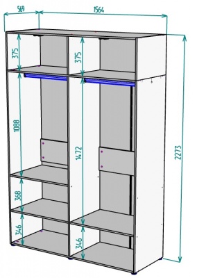 Шкаф 1564 мм Erik H313 + Антресоль HA4 (Графит) в Арамиле - aramil.mebel-e96.ru