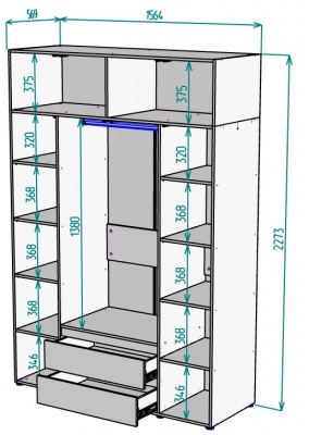 Шкаф 1564 мм Erik H328 + Антресоль HA4 (Графит) в Арамиле - aramil.mebel-e96.ru