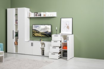 Стенка Эйр комп 1, белый (Моби) в Арамиле - aramil.mebel-e96.ru