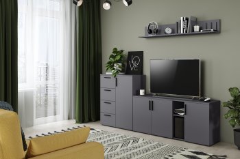 Стенка Эйр модульная, графит (Моби) в Арамиле - aramil.mebel-e96.ru