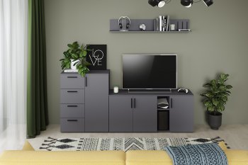 Стенка Эйр комп.1, графит (Моби) в Арамиле - aramil.mebel-e96.ru