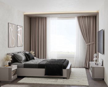 Спальный гарнитур Фантазия модульный, кашемир (Олмеко) в Арамиле - aramil.mebel-e96.ru