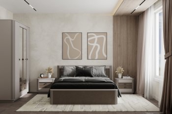 Спальный гарнитур Фантазия модульный, кашемир (Олмеко) в Арамиле - aramil.mebel-e96.ru