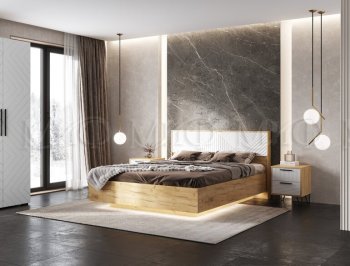 Кровать парящая Флэш крафт/белый (Миф) в Арамиле - aramil.mebel-e96.ru