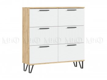 Обувница Флэш крафт/белый (Миф) в Арамиле - aramil.mebel-e96.ru