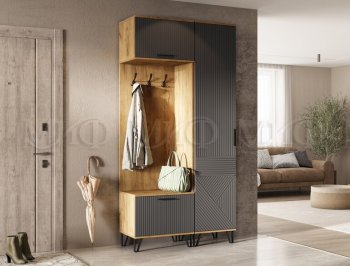Прихожая Флэш комп. 3, крафт/графит (Миф) в Арамиле - aramil.mebel-e96.ru