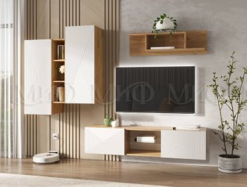 Стенка Флэш крафт/белый (Миф) в Арамиле - aramil.mebel-e96.ru