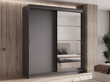 Шкаф-купе 2000 мм Гранд-1 ЛДСП/Зеркало, графит (Эра) в Арамиле - aramil.mebel-e96.ru