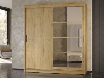 Шкаф-купе 2000 мм Гранд-1 ЛДСП/Зеркало, дуб вотан (Эра) в Арамиле - aramil.mebel-e96.ru