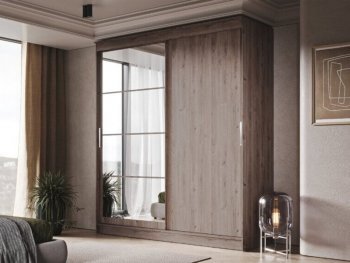 Шкаф-купе 2000 мм Гранд-1 ЛДСП/Зеркало, дуб горный (Эра) в Арамиле - aramil.mebel-e96.ru