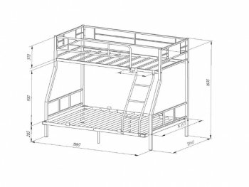 Кровать двухъярусная Гранада-1ПЯЯ 140 в Арамиле - aramil.mebel-e96.ru