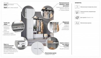 Прихожая Интер со шкафом ателье светлый/белый (Имп) в Арамиле - aramil.mebel-e96.ru