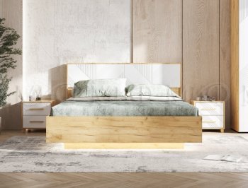 Кровать парящая Ирис крафт/белый с подсветкой (Миф) в Арамиле - aramil.mebel-e96.ru